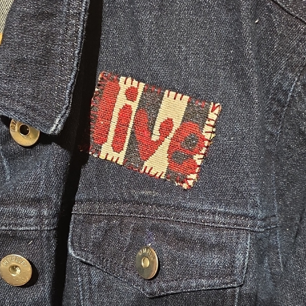 Upcycled Denim Jacket with Owl Patch - Picture 7 of 8
